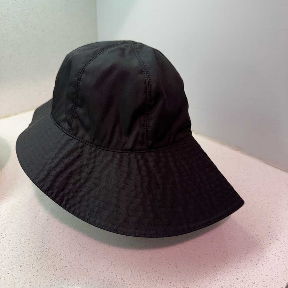 Prada Black Nylon asymmetrical bucket Rain Hat